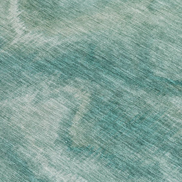 HomeRoots 5' Stylish Teal Blue and Ivory Abstract Indoor Outdoor Area Rug for Easy Care and Versatile Use 8' X 10' 631320
