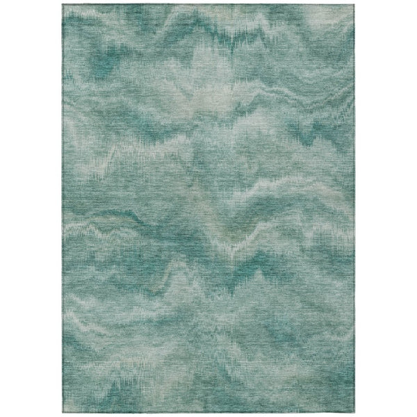 HomeRoots 5' Stylish Teal Blue and Ivory Abstract Indoor Outdoor Area Rug for Easy Care and Versatile Use 8' X 10' 631320