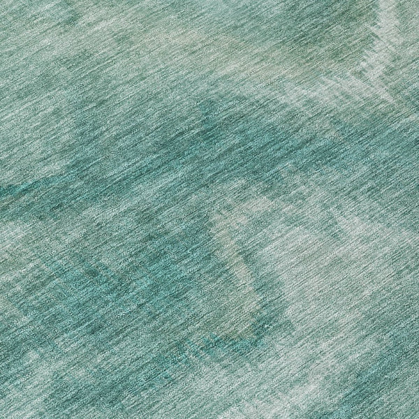 HomeRoots 5' Stylish Teal Blue and Ivory Abstract Indoor Outdoor Area Rug for Easy Care and Versatile Use 9' X 12' 631321