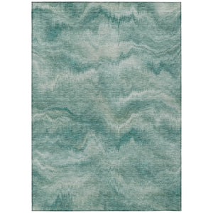 HomeRoots 5' Stylish Teal Blue and Ivory Abstract Indoor Outdoor Area Rug for Easy Care and Versatile Use 10' X 14' 631322
