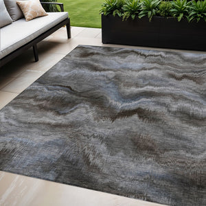 HomeRoots 5' Abstract Taupe and Ivory Area Rug - Stylish, Washable, Durable for Indoor and Outdoor Use 5' X 8' 631324