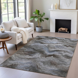 HomeRoots 5' Abstract Taupe and Ivory Area Rug - Stylish, Washable, Durable for Indoor and Outdoor Use 5' X 8' 631324