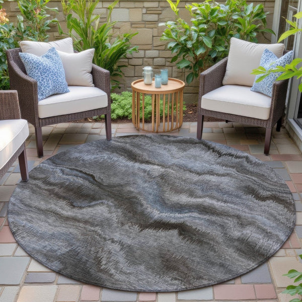 HomeRoots 5' Abstract Taupe and Ivory Area Rug - Stylish, Washable, Durable for Indoor and Outdoor Use 8' Round 631325