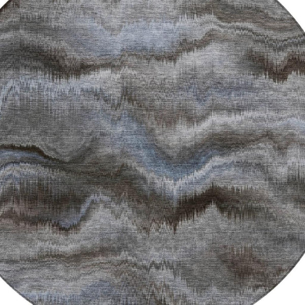 HomeRoots 5' Abstract Taupe and Ivory Area Rug - Stylish, Washable, Durable for Indoor and Outdoor Use 8' Round 631325