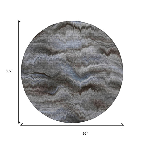 HomeRoots 5' Abstract Taupe and Ivory Area Rug - Stylish, Washable, Durable for Indoor and Outdoor Use 8' Round 631325