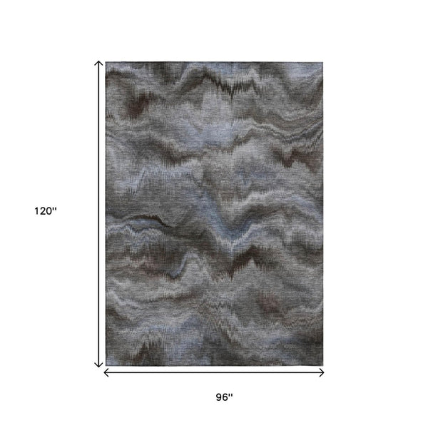 HomeRoots 5' Abstract Taupe and Ivory Area Rug - Stylish, Washable, Durable for Indoor and Outdoor Use 8' X 10' 631326