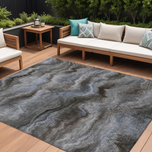 HomeRoots 5' Abstract Taupe and Ivory Area Rug - Stylish, Washable, Durable for Indoor and Outdoor Use 9' X 12' 631327