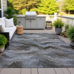 HomeRoots 5' Abstract Taupe and Ivory Area Rug - Stylish, Washable, Durable for Indoor and Outdoor Use 9' X 12' 631327