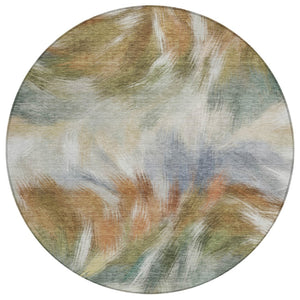 HomeRoots 5' Beige and Copper Abstract Area Rug - Stylish, Washable Indoor/Outdoor Rug for High-Traffic Spaces 8' Round 631331