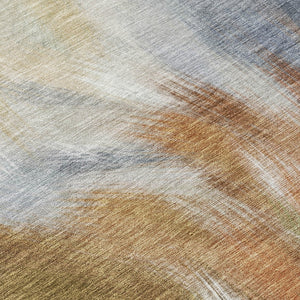 HomeRoots 5' Beige and Copper Abstract Area Rug - Stylish, Washable Indoor/Outdoor Rug for High-Traffic Spaces 8' Round 631331