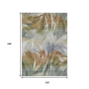 HomeRoots 5' Beige and Copper Abstract Area Rug - Stylish, Washable Indoor/Outdoor Rug for High-Traffic Spaces 10' X 14' 631334