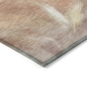 HomeRoots 5' Copper and Ivory Abstract Area Rug - Stylish, Durable, Washable Design for Indoor and Outdoor Use 5' X 8' 631336