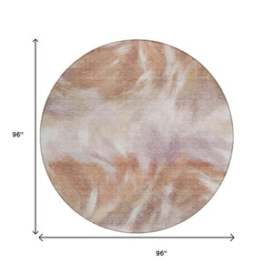 HomeRoots 5' Copper and Ivory Abstract Area Rug - Stylish, Durable, Washable Design for Indoor and Outdoor Use 8' Round 631337