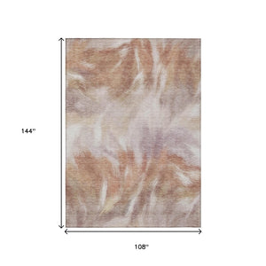 HomeRoots 5' Copper and Ivory Abstract Area Rug - Stylish, Durable, Washable Design for Indoor and Outdoor Use 9' X 12' 631339