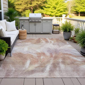 HomeRoots 5' Copper and Ivory Abstract Area Rug - Stylish, Durable, Washable Design for Indoor and Outdoor Use 10' X 14' 631340