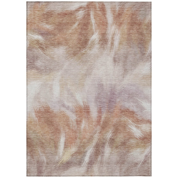 HomeRoots 5' Copper and Ivory Abstract Area Rug - Stylish, Durable, Washable Design for Indoor and Outdoor Use 10' X 14' 631340