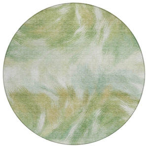 HomeRoots 5' Abstract Green and Ivory Area Rug - Washable, Durable, Stylish for Indoor or Outdoor Spaces 8' Round 631343
