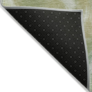 HomeRoots 5' Abstract Green and Ivory Area Rug - Washable, Durable, Stylish for Indoor or Outdoor Spaces 8' Round 631343