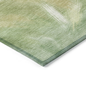 HomeRoots 5' Abstract Green and Ivory Area Rug - Washable, Durable, Stylish for Indoor or Outdoor Spaces 8' Round 631343