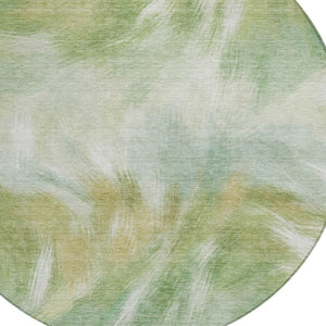 HomeRoots 5' Abstract Green and Ivory Area Rug - Washable, Durable, Stylish for Indoor or Outdoor Spaces 8' Round 631343
