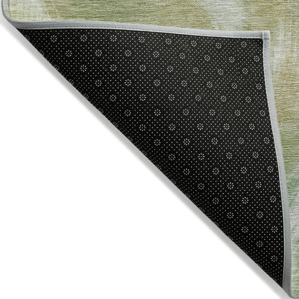 HomeRoots 5' Abstract Green and Ivory Area Rug - Washable, Durable, Stylish for Indoor or Outdoor Spaces 9' X 12' 631345