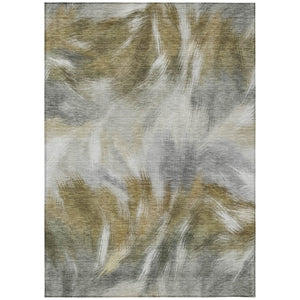 HomeRoots 5' Modern Pewter and Silver Abstract Washable Area Rug for Stylish Indoor and Outdoor Spaces 5' X 8' 631348