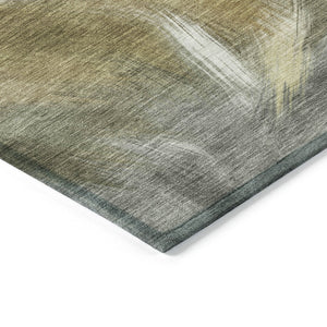 HomeRoots 5' Modern Pewter and Silver Abstract Washable Area Rug for Stylish Indoor and Outdoor Spaces 8' Round 631349