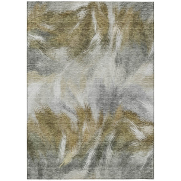 HomeRoots 5' Modern Pewter and Silver Abstract Washable Area Rug for Stylish Indoor and Outdoor Spaces 8' X 10' 631350