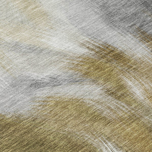 HomeRoots 5' Modern Pewter and Silver Abstract Washable Area Rug for Stylish Indoor and Outdoor Spaces 10' X 14' 631352