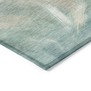 HomeRoots 5' Sky Blue and Ivory Abstract Indoor Outdoor Area Rug – Durable, Stylish, Machine Washable Design 8' Round 631355