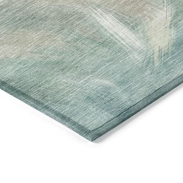 HomeRoots 5' Sky Blue and Ivory Abstract Indoor Outdoor Area Rug – Durable, Stylish, Machine Washable Design 8' Round 631355