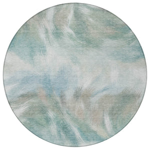 HomeRoots 5' Sky Blue and Ivory Abstract Indoor Outdoor Area Rug – Durable, Stylish, Machine Washable Design 8' Round 631355