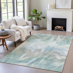 HomeRoots 5' Sky Blue and Ivory Abstract Indoor Outdoor Area Rug – Durable, Stylish, Machine Washable Design 8' X 10' 631356