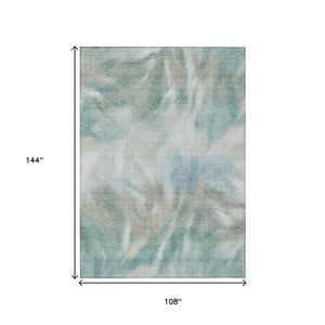 HomeRoots 5' Sky Blue and Ivory Abstract Indoor Outdoor Area Rug – Durable, Stylish, Machine Washable Design 9' X 12' 631357