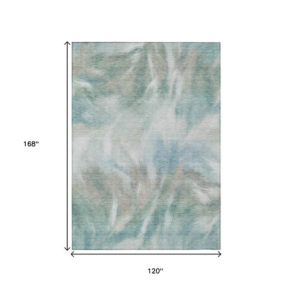 HomeRoots 5' Sky Blue and Ivory Abstract Indoor Outdoor Area Rug – Durable, Stylish, Machine Washable Design 10' X 14' 631358