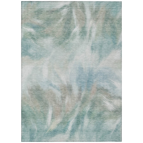HomeRoots 5' Sky Blue and Ivory Abstract Indoor Outdoor Area Rug – Durable, Stylish, Machine Washable Design 10' X 14' 631358