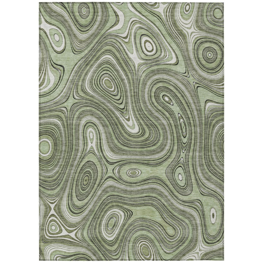 HomeRoots 5' Artichoke Green and Ivory Geometric Area Rug - Durable, Washable, Ideal for Indoor and Outdoor Use 10' X 14' 631364