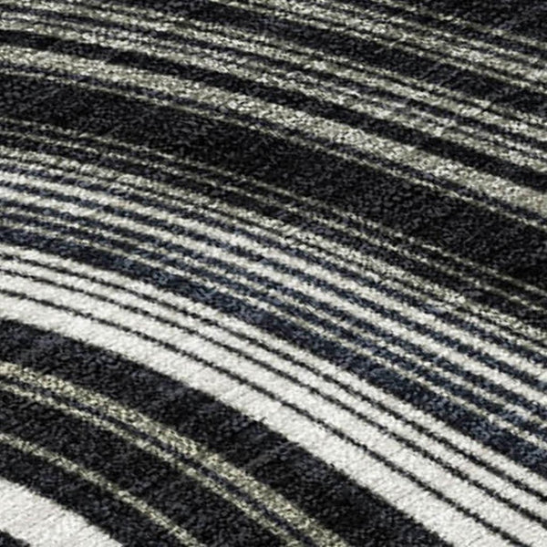 HomeRoots 5' Modern Black and Ivory Geometric Washable Area Rug for Indoor and Outdoor High-Traffic Spaces 10' X 14' 631376