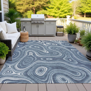 HomeRoots 5' Stylish Blue and Ivory Geometric Area Rug – Durable, Washable, Perfect for Indoor and Outdoor Use 5' X 8' 631378