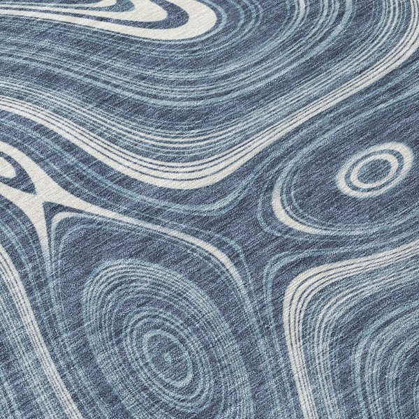 HomeRoots 5' Stylish Blue and Ivory Geometric Area Rug – Durable, Washable, Perfect for Indoor and Outdoor Use 5' X 8' 631378