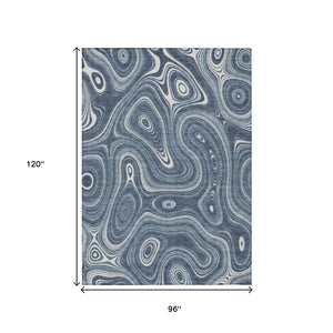 HomeRoots 5' Stylish Blue and Ivory Geometric Area Rug – Durable, Washable, Perfect for Indoor and Outdoor Use 8' X 10' 631380