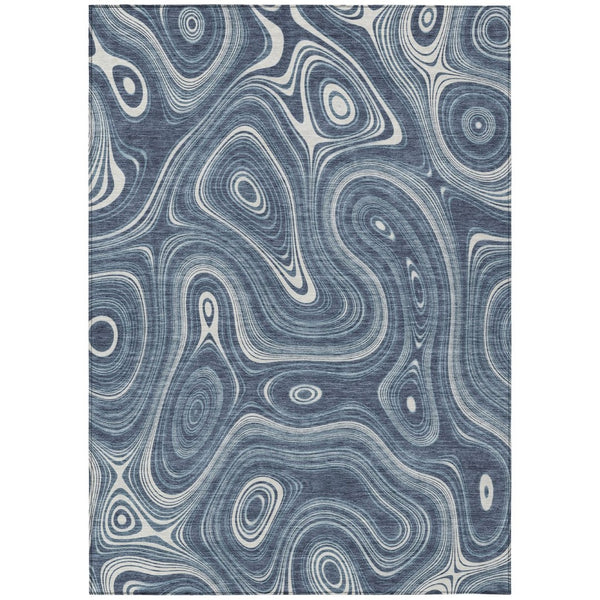 HomeRoots 5' Stylish Blue and Ivory Geometric Area Rug – Durable, Washable, Perfect for Indoor and Outdoor Use 8' X 10' 631380