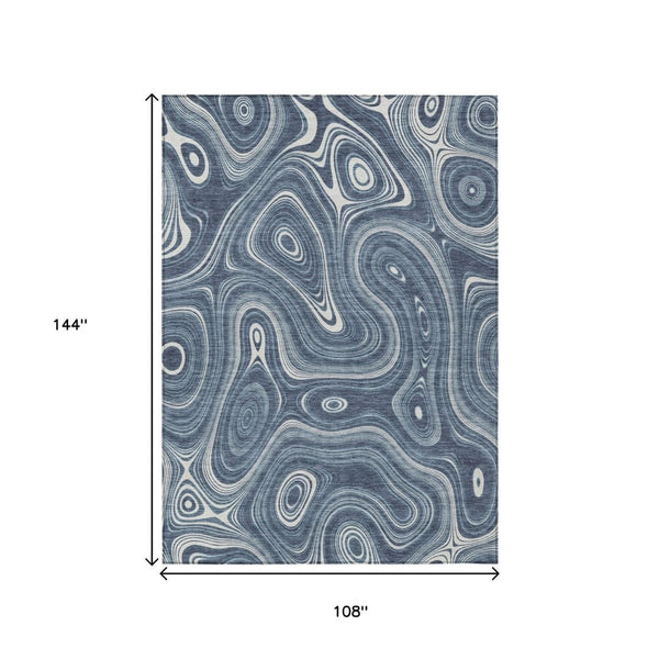 HomeRoots 5' Stylish Blue and Ivory Geometric Area Rug – Durable, Washable, Perfect for Indoor and Outdoor Use 9' X 12' 631381