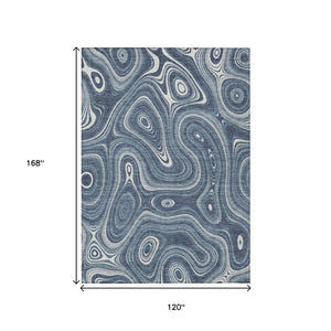 HomeRoots 5' Stylish Blue and Ivory Geometric Area Rug – Durable, Washable, Perfect for Indoor and Outdoor Use 10' X 14' 631382