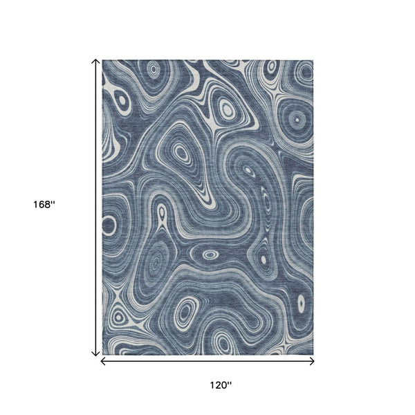 HomeRoots 5' Stylish Blue and Ivory Geometric Area Rug – Durable, Washable, Perfect for Indoor and Outdoor Use 10' X 14' 631382