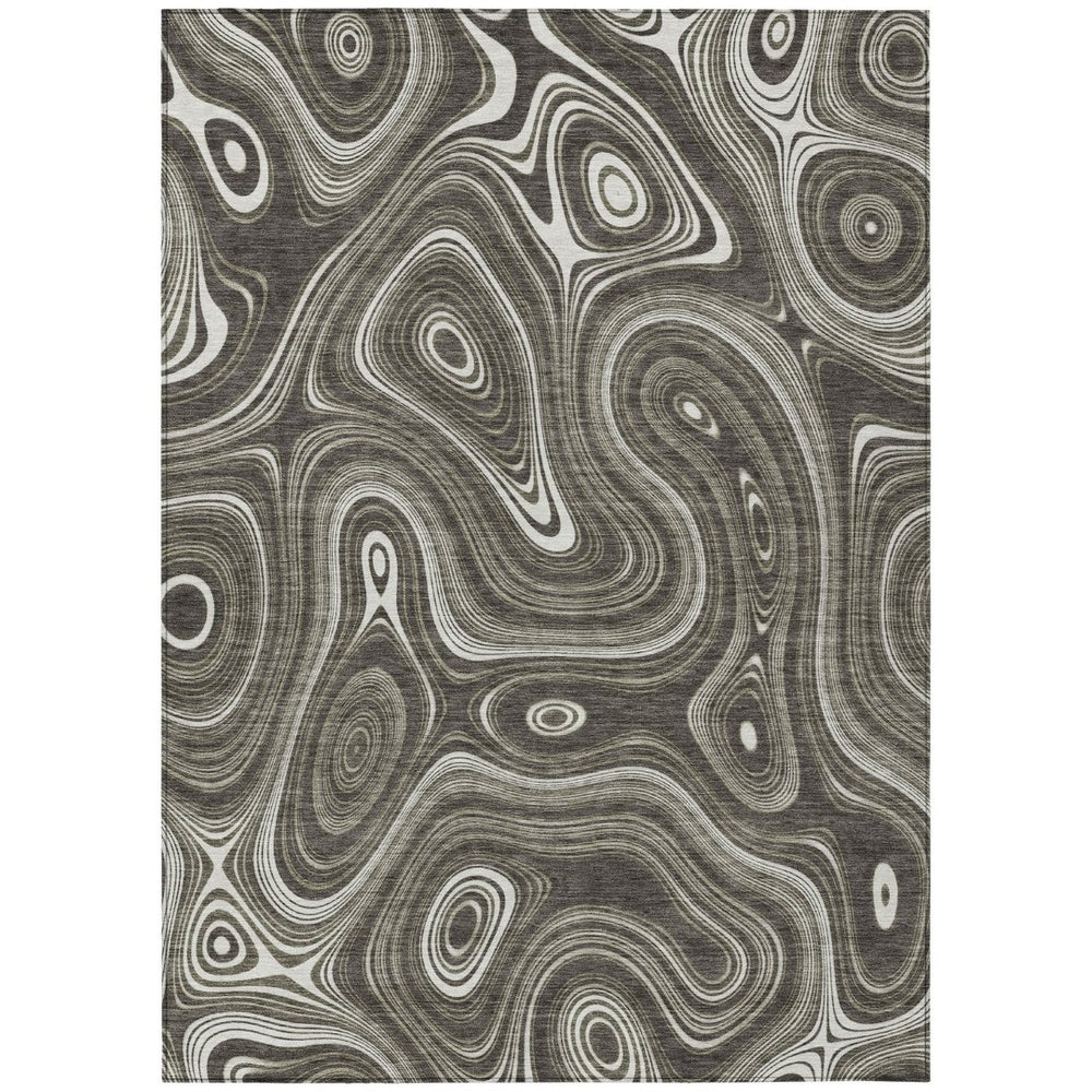 HomeRoots 5' Stylish Gray and Ivory Geometric Area Rug - Durable, Washable Design for Indoor and Outdoor Use 5' X 8' 631384