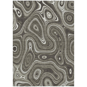 HomeRoots 5' Stylish Gray and Ivory Geometric Area Rug - Durable, Washable Design for Indoor and Outdoor Use 5' X 8' 631384