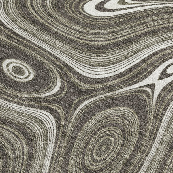 HomeRoots 5' Stylish Gray and Ivory Geometric Area Rug - Durable, Washable Design for Indoor and Outdoor Use 8' X 10' 631386
