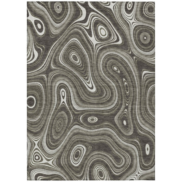 HomeRoots 5' Stylish Gray and Ivory Geometric Area Rug - Durable, Washable Design for Indoor and Outdoor Use 8' X 10' 631386