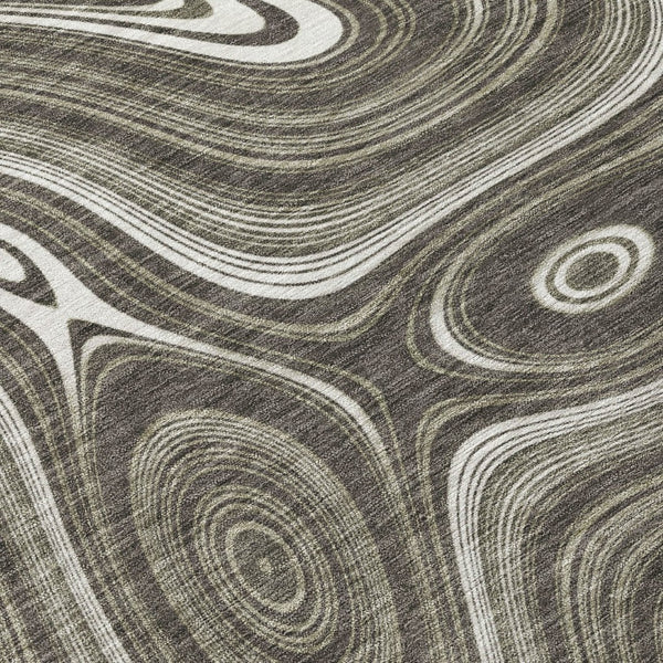 HomeRoots 5' Stylish Gray and Ivory Geometric Area Rug - Durable, Washable Design for Indoor and Outdoor Use 9' X 12' 631387